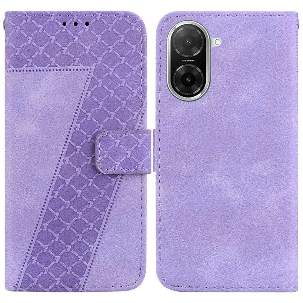 For Xiaomi Redmi A5 NFC (EU) (173.45mm) Stand Case 7-Shaped Pattern Imprint Leather Phone Cover