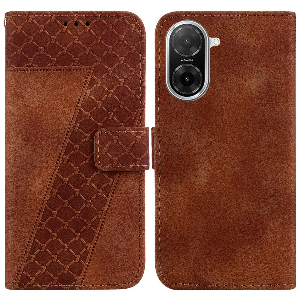 For Xiaomi Redmi A5 NFC (EU) (173.45mm) Stand Case 7-Shaped Pattern Imprint Leather Phone Cover
