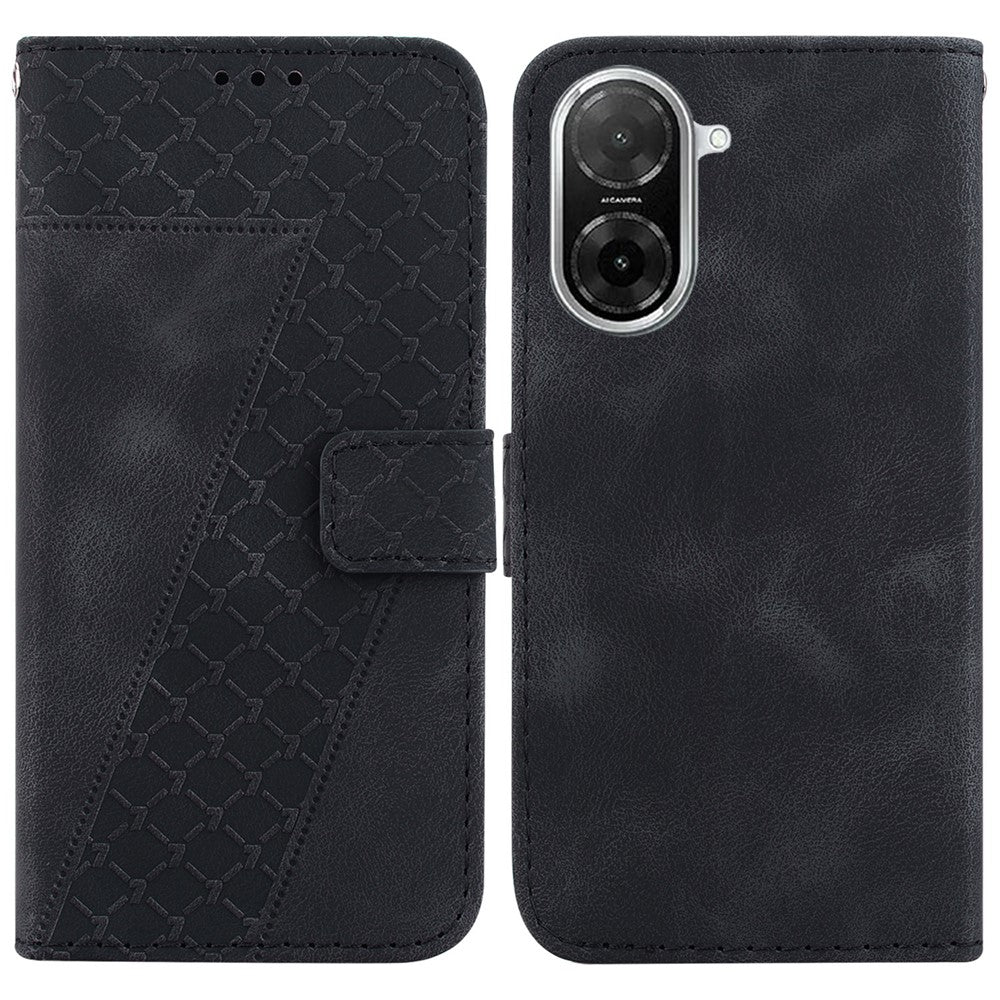 For Xiaomi Redmi A5 NFC (EU) (173.45mm) Stand Case 7-Shaped Pattern Imprint Leather Phone Cover