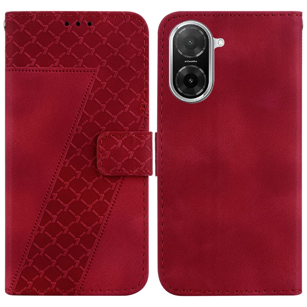 For Xiaomi Redmi A5 NFC (EU) (173.45mm) Stand Case 7-Shaped Pattern Imprint Leather Phone Cover