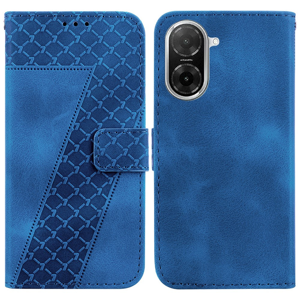For Xiaomi Redmi A5 NFC (EU) (173.45mm) Stand Case 7-Shaped Pattern Imprint Leather Phone Cover
