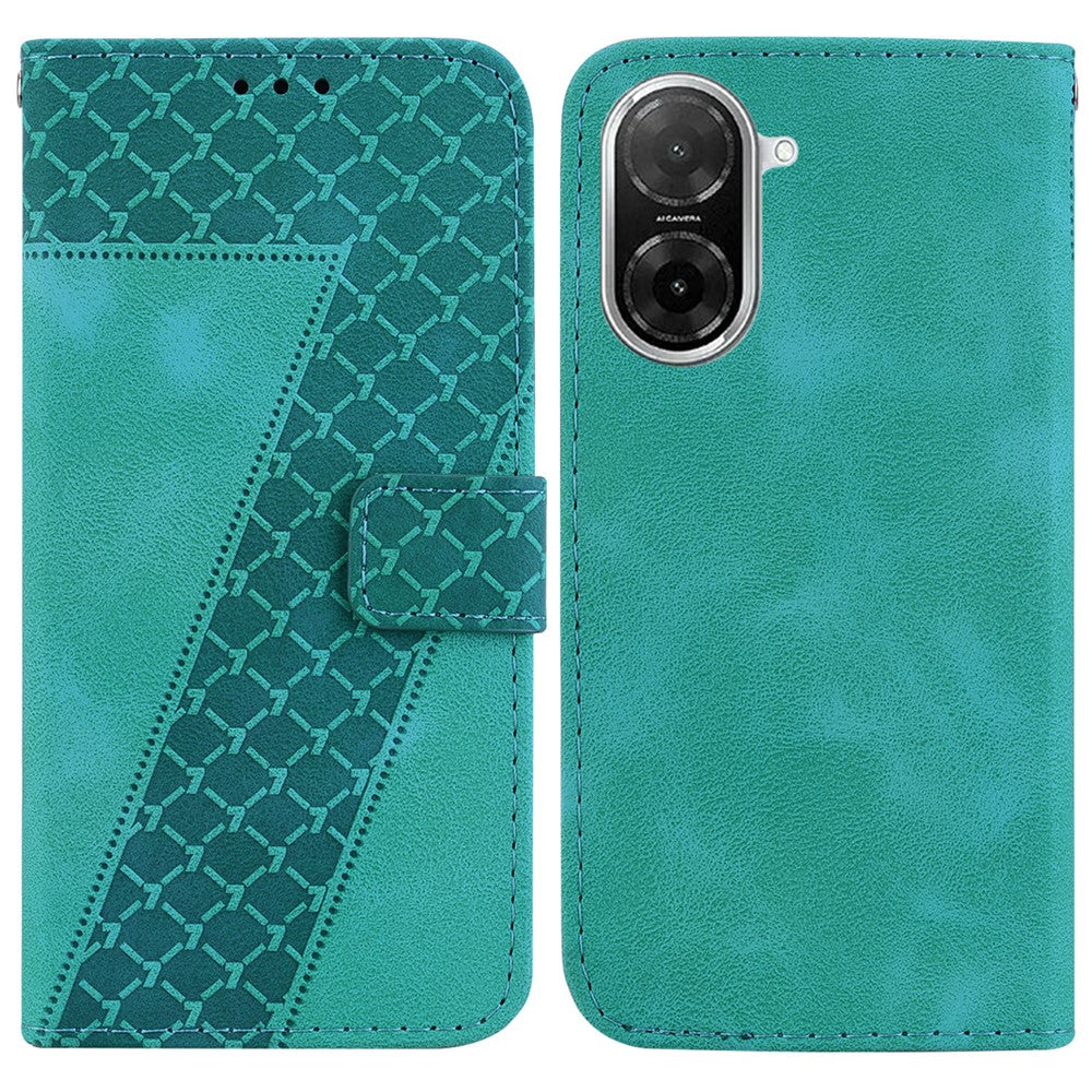 For Xiaomi Redmi A5 NFC (EU) (173.45mm) Stand Case 7-Shaped Pattern Imprint Leather Phone Cover