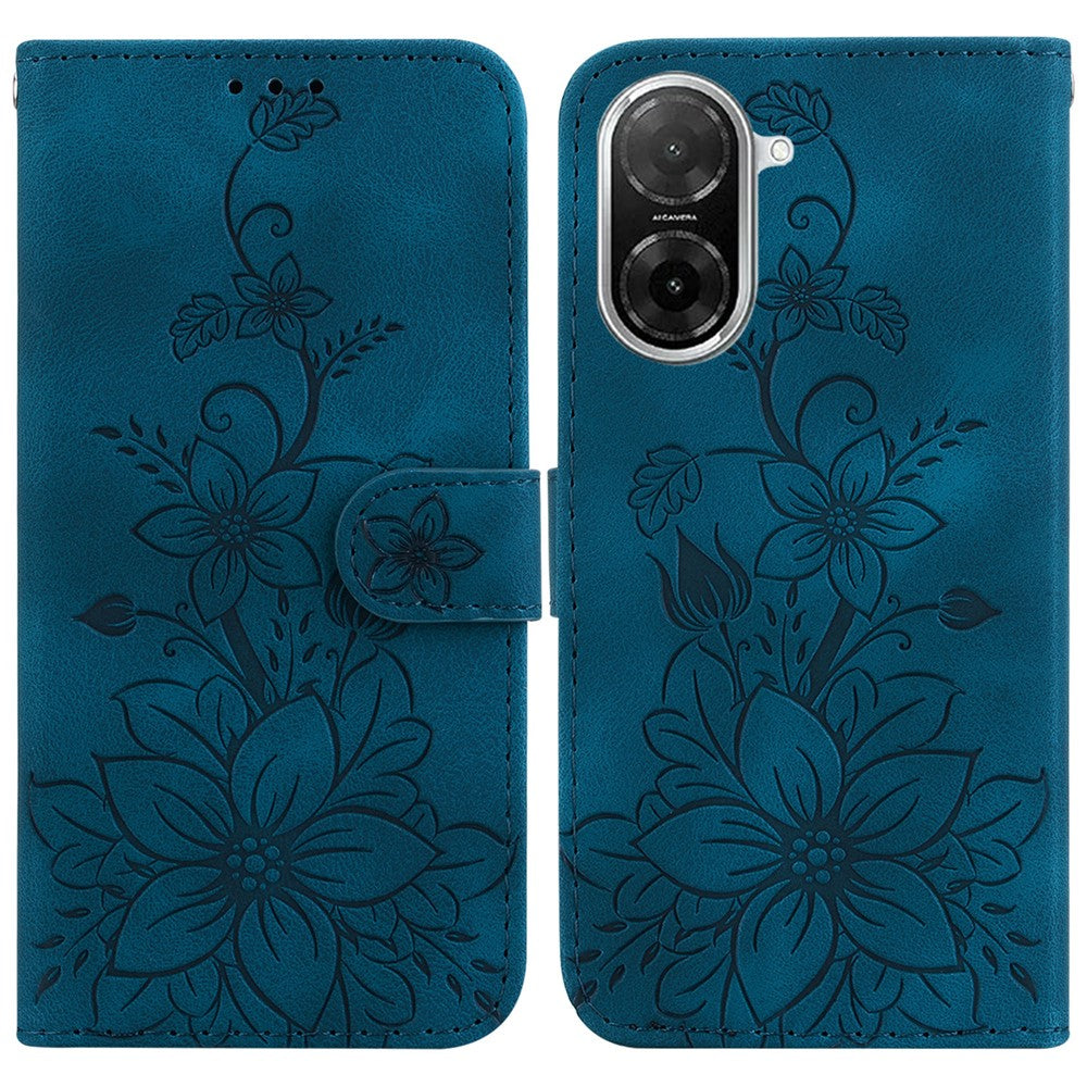 For Xiaomi Redmi A5 NFC (EU) (173.45mm) Case Lily Flower Imprint Leather Phone Cover with Stand