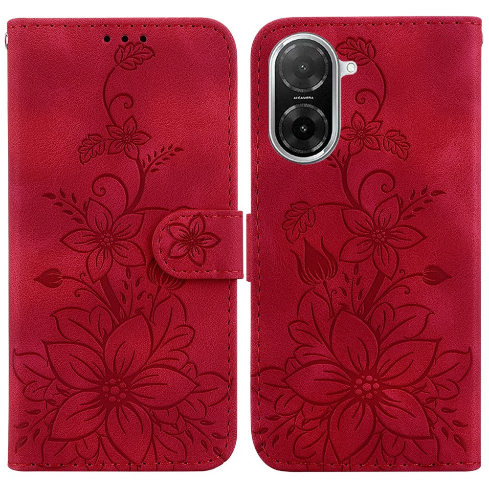 For Xiaomi Redmi A5 NFC (EU) (173.45mm) Case Lily Flower Imprint Leather Phone Cover with Stand