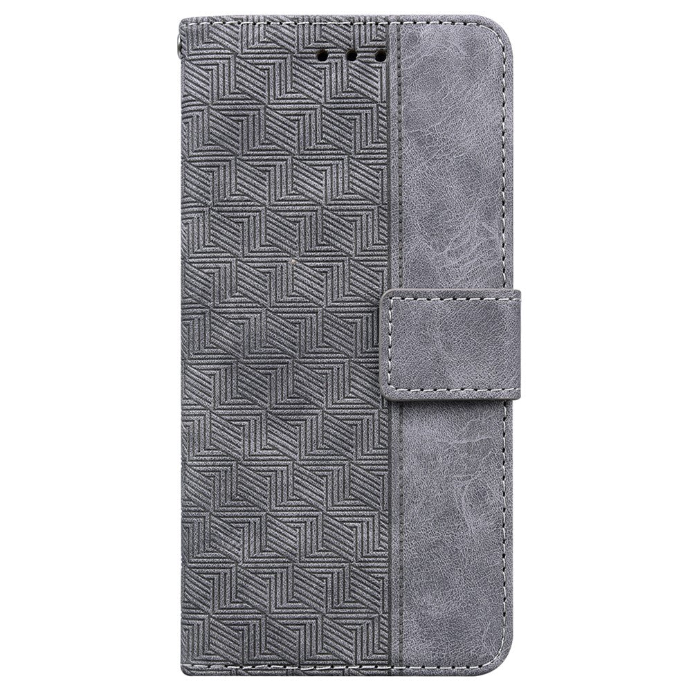 For Xiaomi Redmi Note 14S 4G Case Geometry Pattern Leather Wallet Phone Cover with Wrist Strap