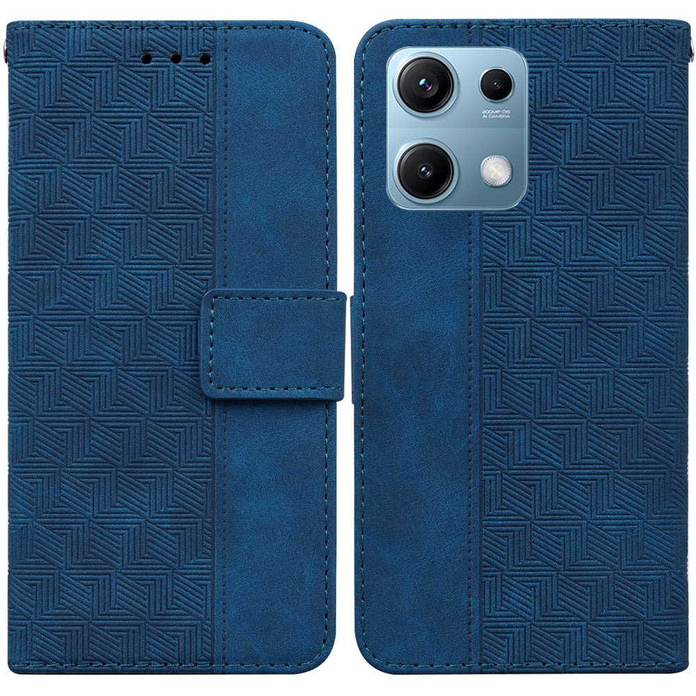 For Xiaomi Redmi Note 14S 4G Case Geometry Pattern Leather Wallet Phone Cover with Wrist Strap