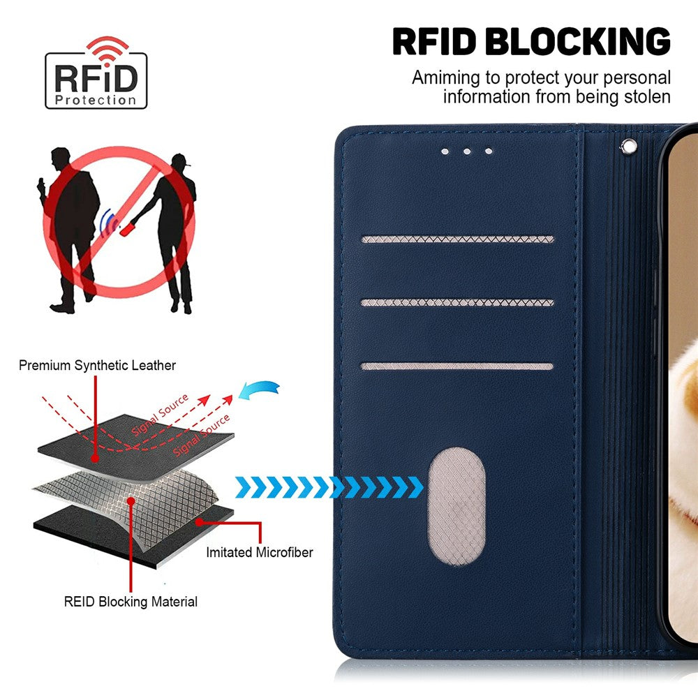 For Xiaomi Redmi Note 14S 4G Case RFID Blocking Kitten Pattern TPU + PU Leather Phone Cover