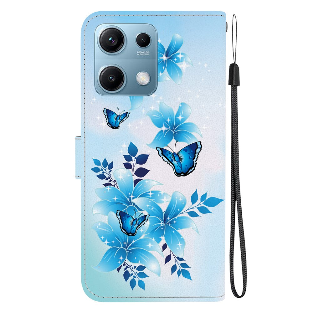 For Xiaomi Redmi Note 14S 4G Case Pattern Printing Anti-Drop Leather Flip Wallet Phone Cover with Lanyard
