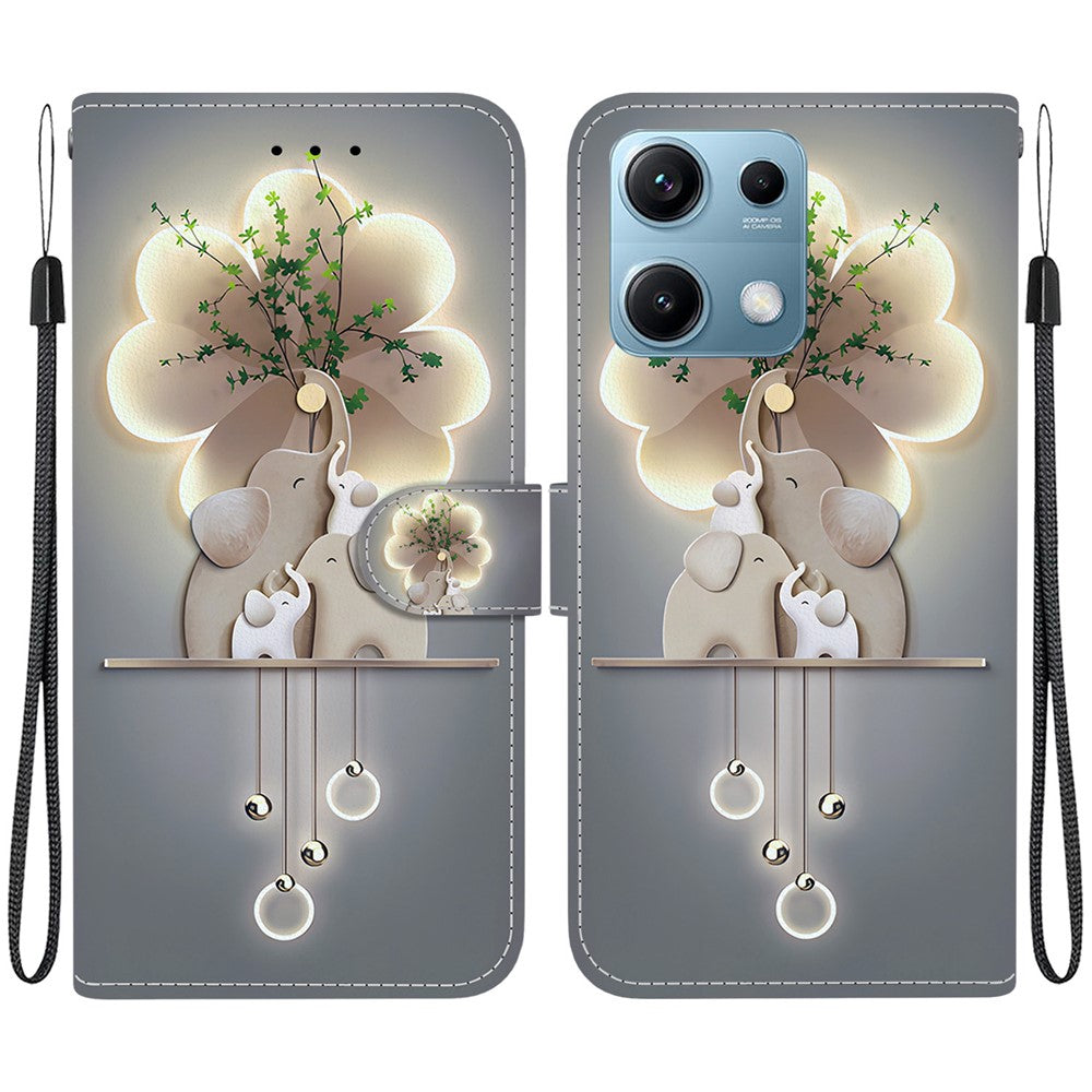 For Xiaomi Redmi Note 14S 4G Case Pattern Printing Anti-Drop Leather Flip Wallet Phone Cover with Lanyard