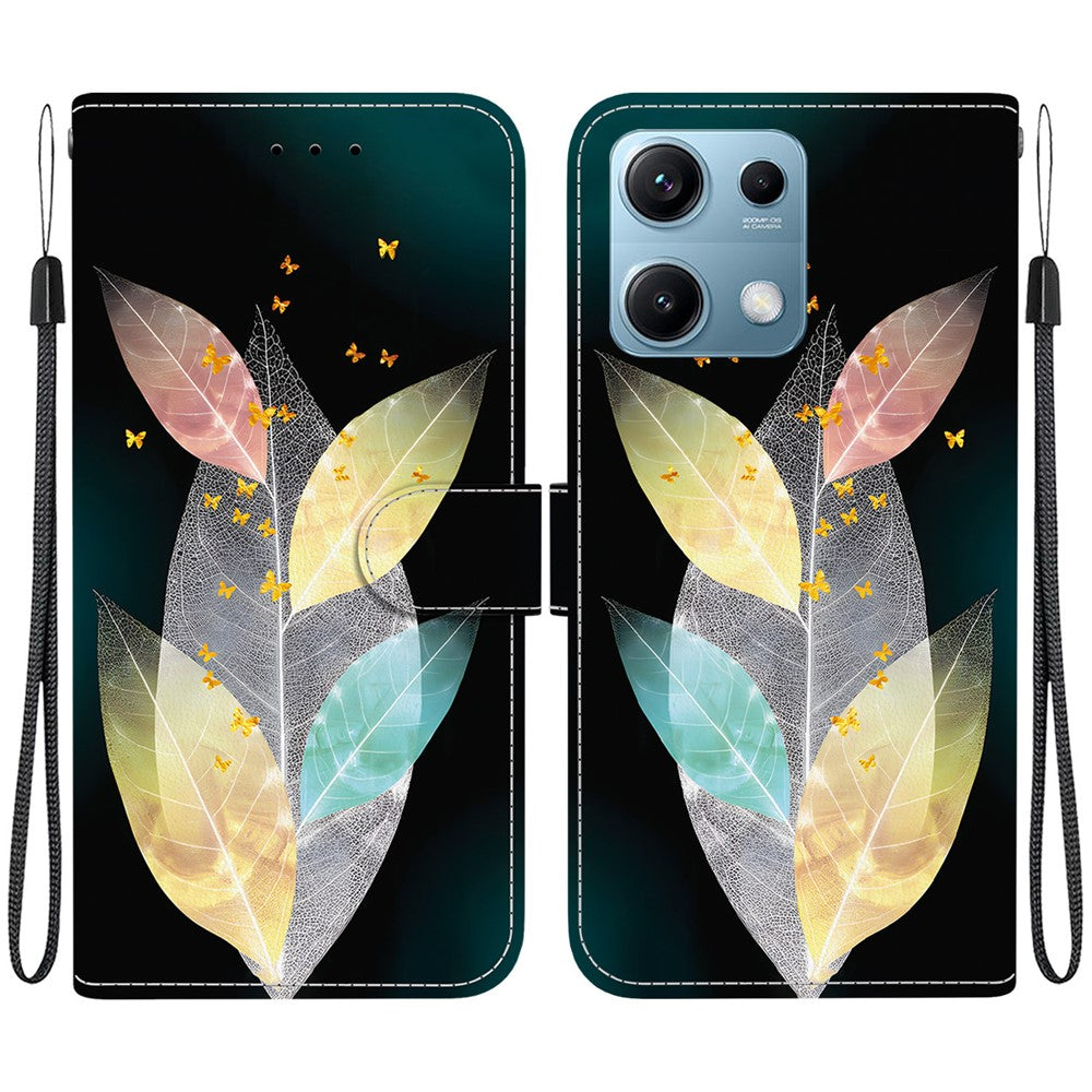 For Xiaomi Redmi Note 14S 4G Case Pattern Printing Anti-Drop Leather Flip Wallet Phone Cover with Lanyard
