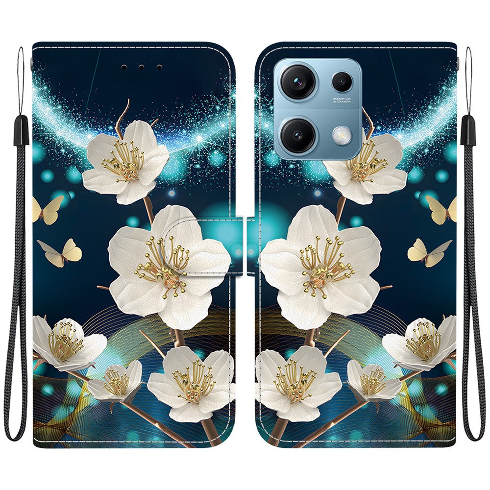 For Xiaomi Redmi Note 14S 4G Case Pattern Printing Anti-Drop Leather Flip Wallet Phone Cover with Lanyard