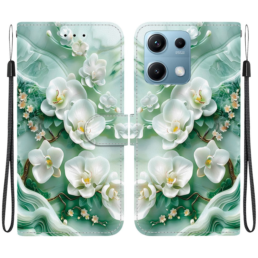 For Xiaomi Redmi Note 14S 4G Case Pattern Printing Anti-Drop Leather Flip Wallet Phone Cover with Lanyard
