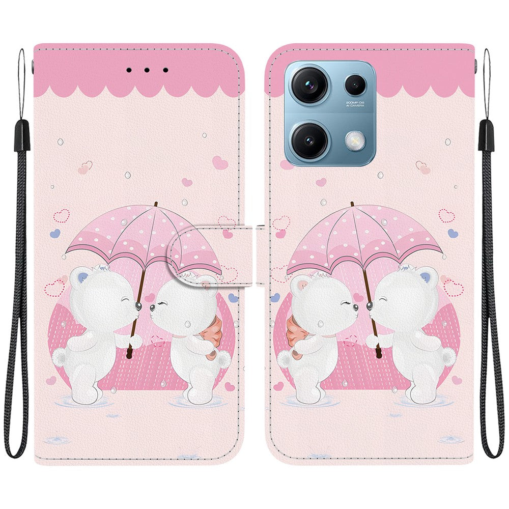 For Xiaomi Redmi Note 14S 4G Case Pattern Printing Anti-Drop Leather Flip Wallet Phone Cover with Lanyard