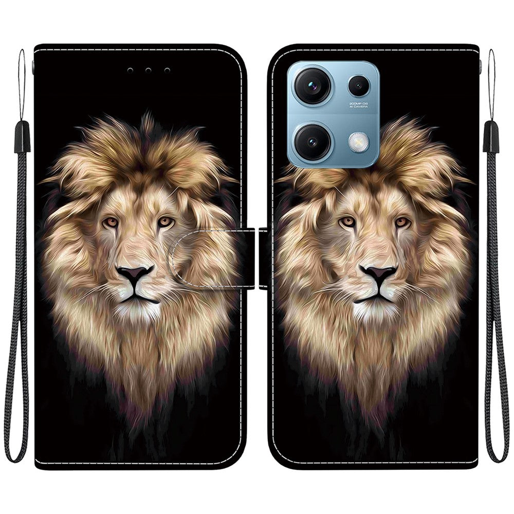 For Xiaomi Redmi Note 14S 4G Case Pattern Printing Anti-Drop Leather Flip Wallet Phone Cover with Lanyard