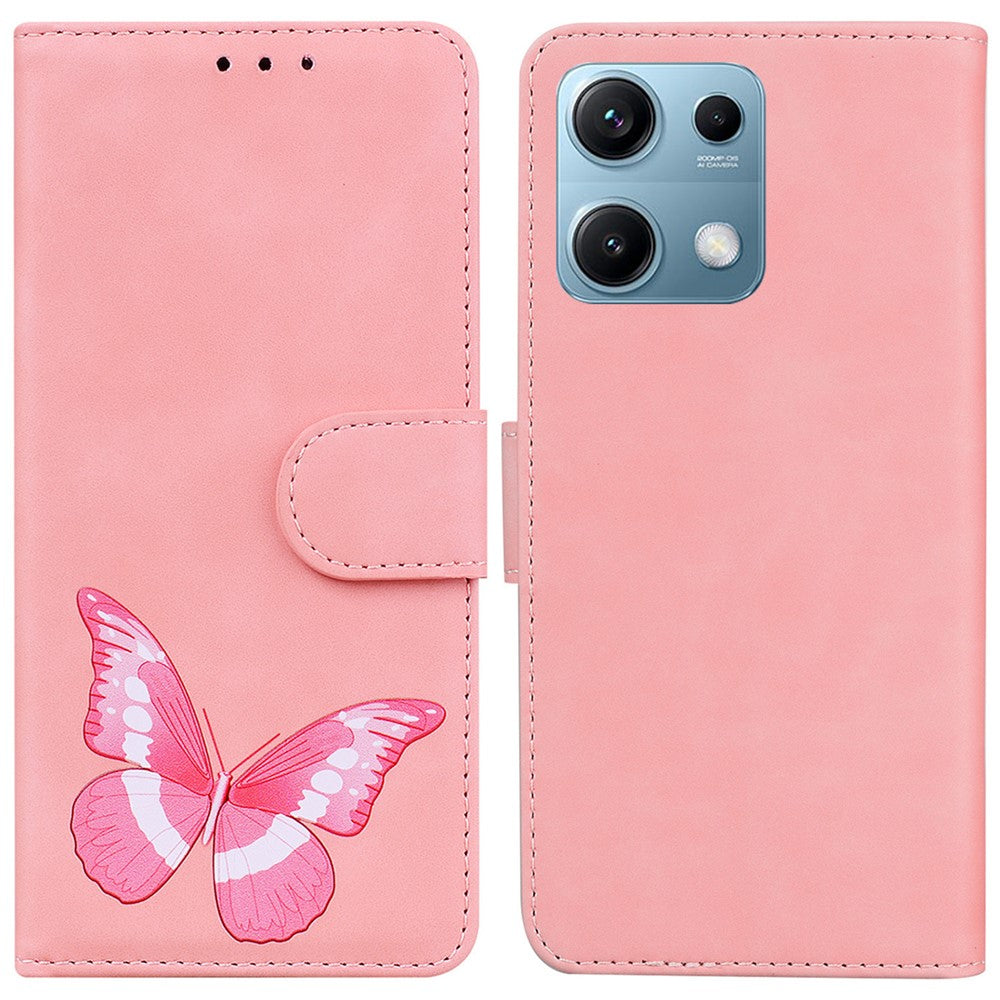 For Xiaomi Redmi Note 14S 4G Stand Case PU Leather Phone Cover Butterfly Printed
