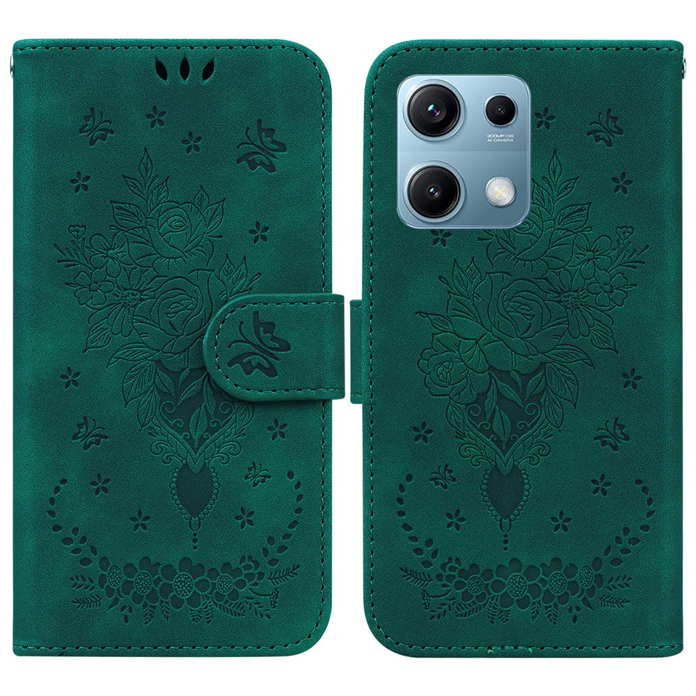 For Xiaomi Redmi Note 14S 4G Case PU Leather Wallet Phone Cover Butterfly Flower Imprint