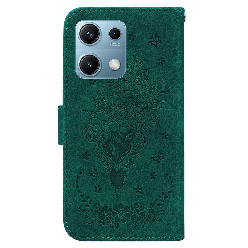 For Xiaomi Redmi Note 14S 4G Case PU Leather Wallet Phone Cover Butterfly Flower Imprint