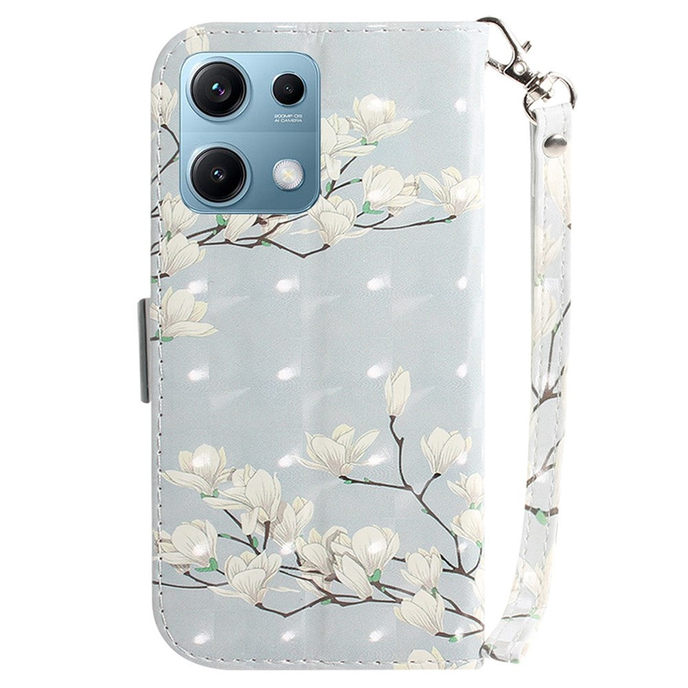 For Xiaomi Redmi Note 14S 4G Case Pattern Printing Leather Wallet Phone Cover with Wrist Strap