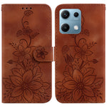 For Xiaomi Redmi Note 14S 4G Case Lily Flower Imprint Leather Phone Cover with Stand