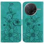 Xiaomi Poco F7 Pro 5G / F7 Ultra 5G / Redmi K80 Pro 5G / K80 5G Skal Lily Flower Imprint Lädermobilskal med Stativ