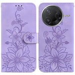 Xiaomi Poco F7 Pro 5G / F7 Ultra 5G / Redmi K80 Pro 5G / K80 5G Skal Lily Flower Imprint Lädermobilskal med Stativ