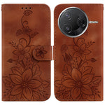 Xiaomi Poco F7 Pro 5G / F7 Ultra 5G / Redmi K80 Pro 5G / K80 5G Skal Lily Flower Imprint Lädermobilskal med Stativ