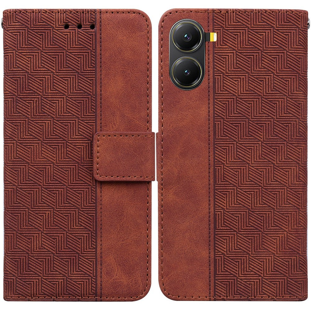 Xiaomi Poco X7 Pro 5G / Redmi Turbo 4 5G-skal med geometriskt mönster, läderplånbok och handledsrem