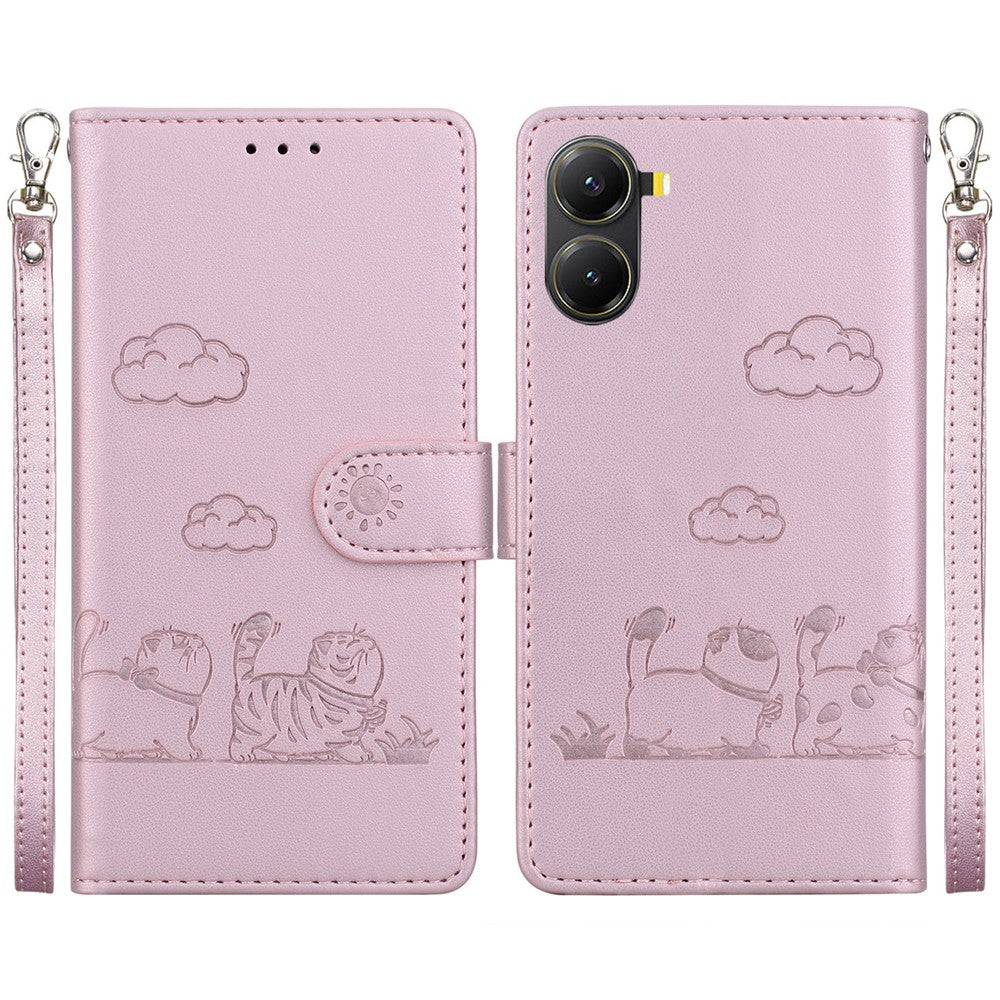 For Xiaomi Poco X7 Pro 5G  /  Redmi Turbo 4 5G Case RFID Blocking Kitten Pattern TPU + PU Leather Phone Cover