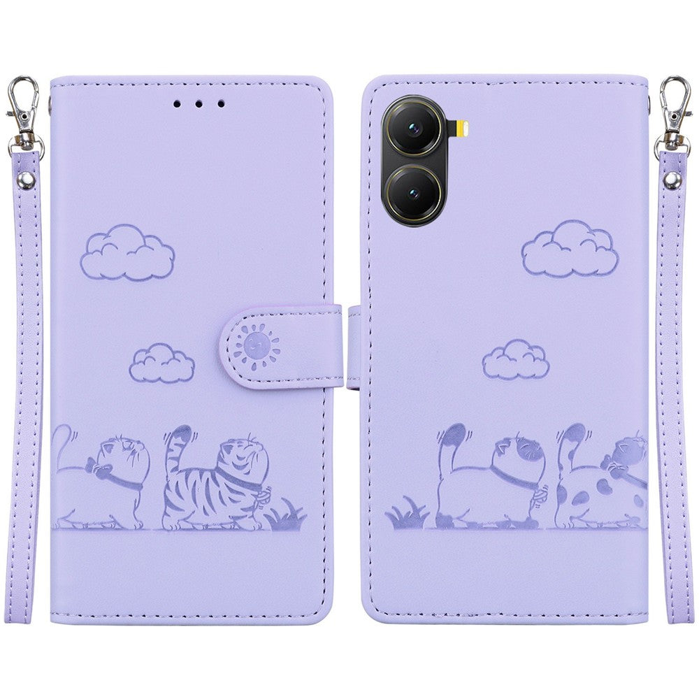 For Xiaomi Poco X7 Pro 5G  /  Redmi Turbo 4 5G Case RFID Blocking Kitten Pattern TPU + PU Leather Phone Cover