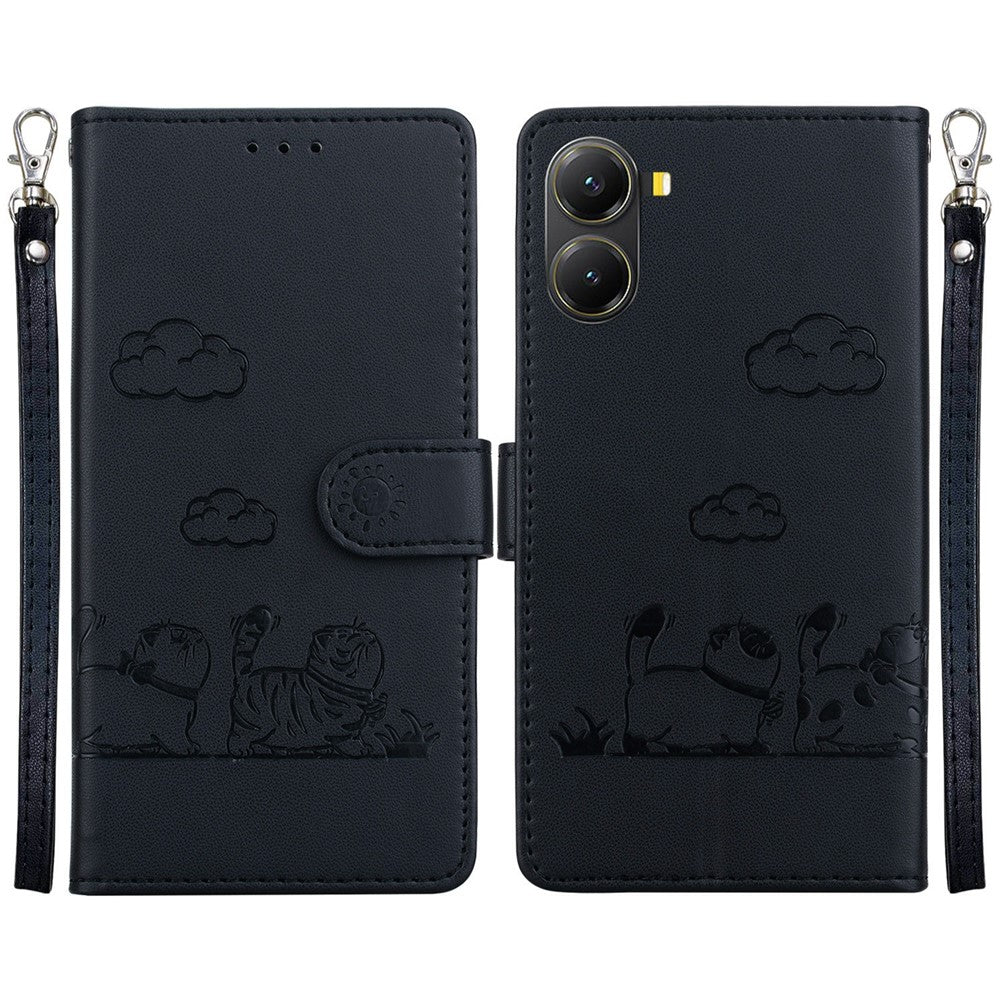 For Xiaomi Poco X7 Pro 5G  /  Redmi Turbo 4 5G Case RFID Blocking Kitten Pattern TPU + PU Leather Phone Cover