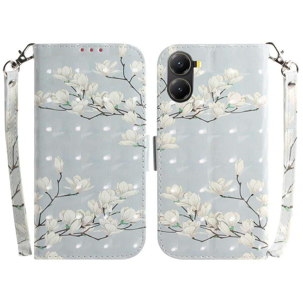 For Xiaomi Poco X7 Pro 5G  /  Redmi Turbo 4 5G Case Pattern Printing Leather Wallet Phone Cover with Strap