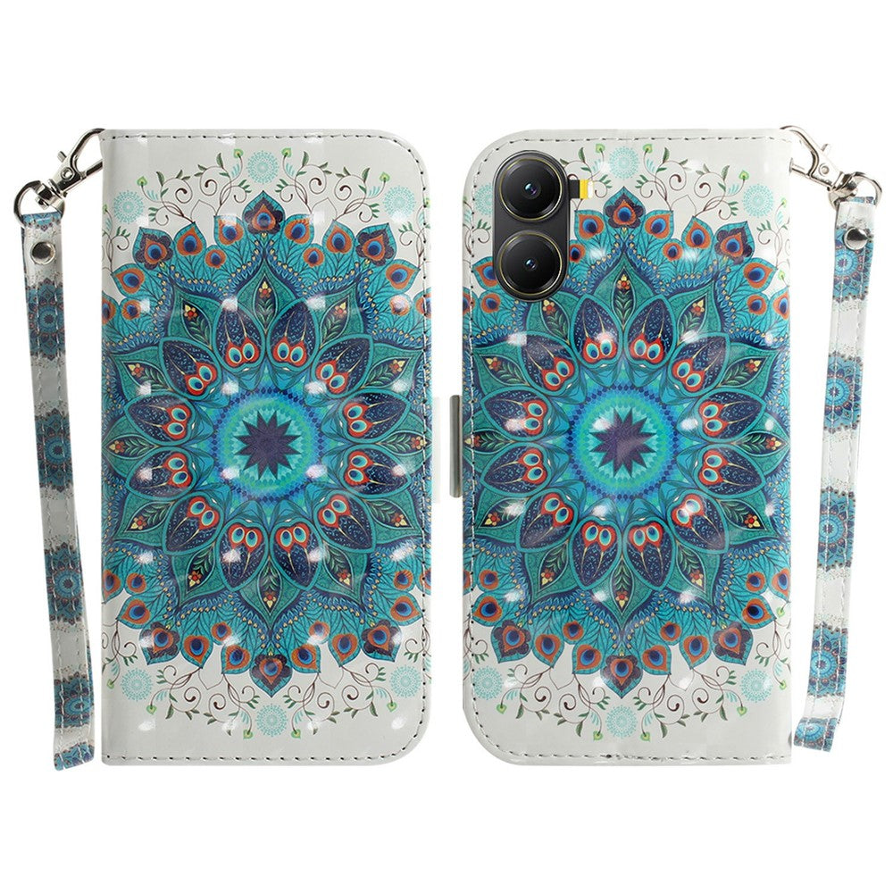 For Xiaomi Poco X7 Pro 5G  /  Redmi Turbo 4 5G Case Pattern Printing Leather Wallet Phone Cover with Strap