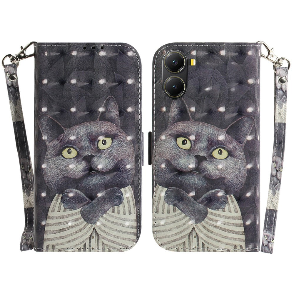 For Xiaomi Poco X7 Pro 5G  /  Redmi Turbo 4 5G Case Pattern Printing Leather Wallet Phone Cover with Strap