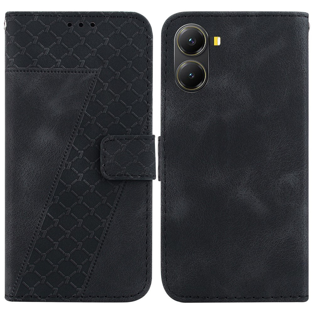 For Xiaomi Poco X7 Pro 5G  /   Redmi Turbo 4 5G Stand Case 7-Shaped Pattern Imprint Leather Phone Cover