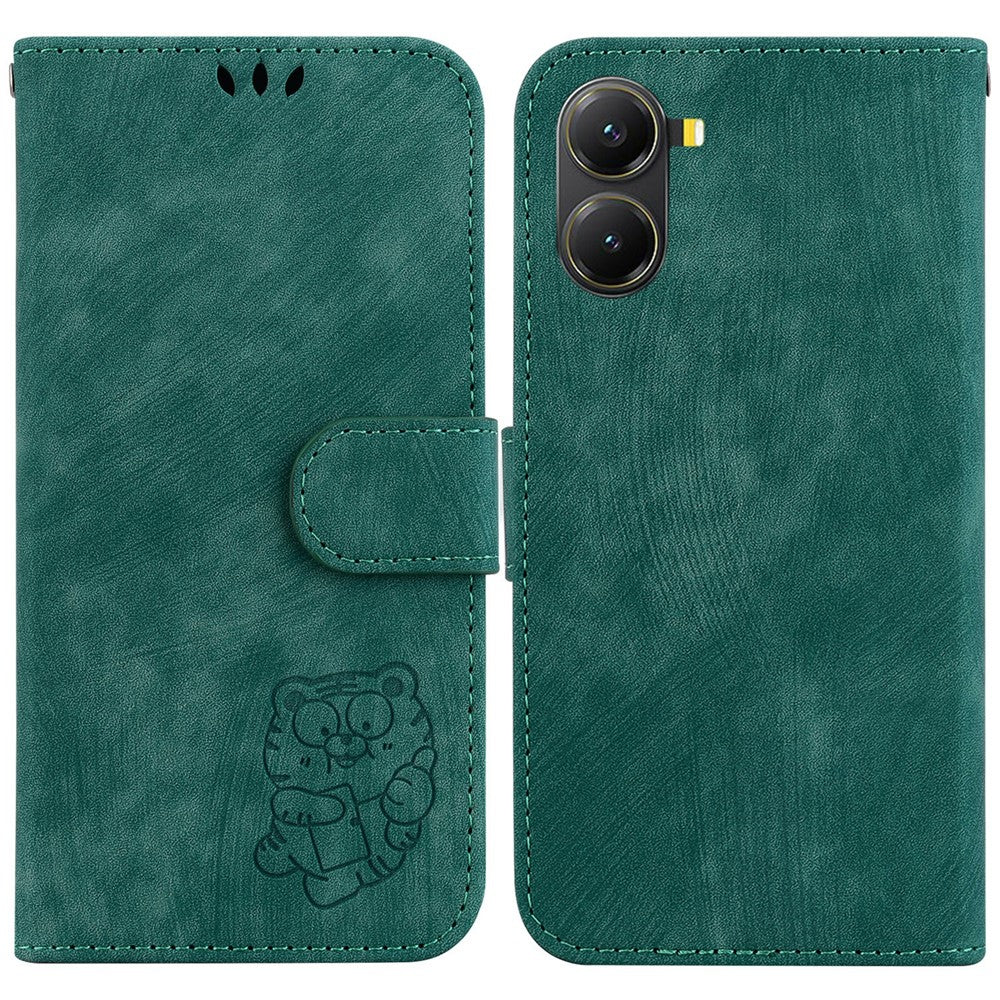 For Xiaomi Poco X7 Pro 5G  /  Redmi Turbo 4 5G Wallet Case Tiger Imprint Leather Shockproof Phone Cover