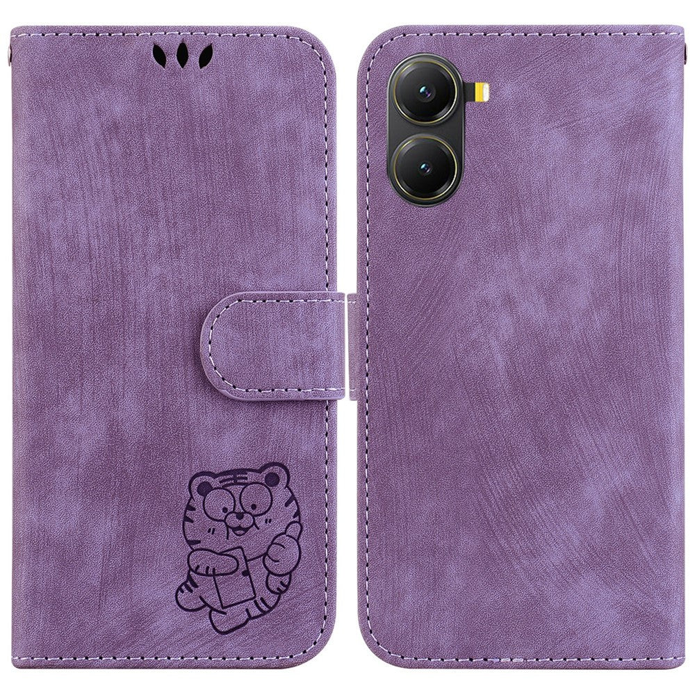 For Xiaomi Poco X7 Pro 5G  /  Redmi Turbo 4 5G Wallet Case Tiger Imprint Leather Shockproof Phone Cover