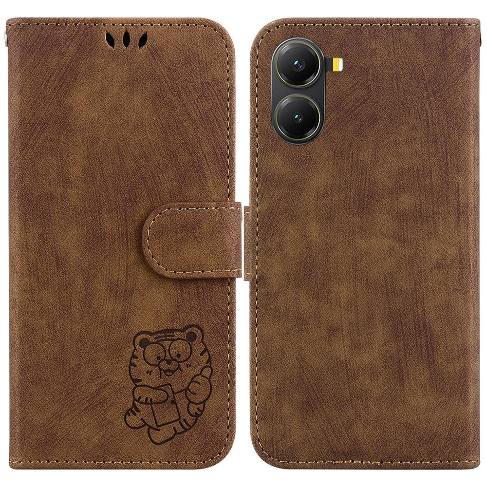For Xiaomi Poco X7 Pro 5G  /  Redmi Turbo 4 5G Wallet Case Tiger Imprint Leather Shockproof Phone Cover