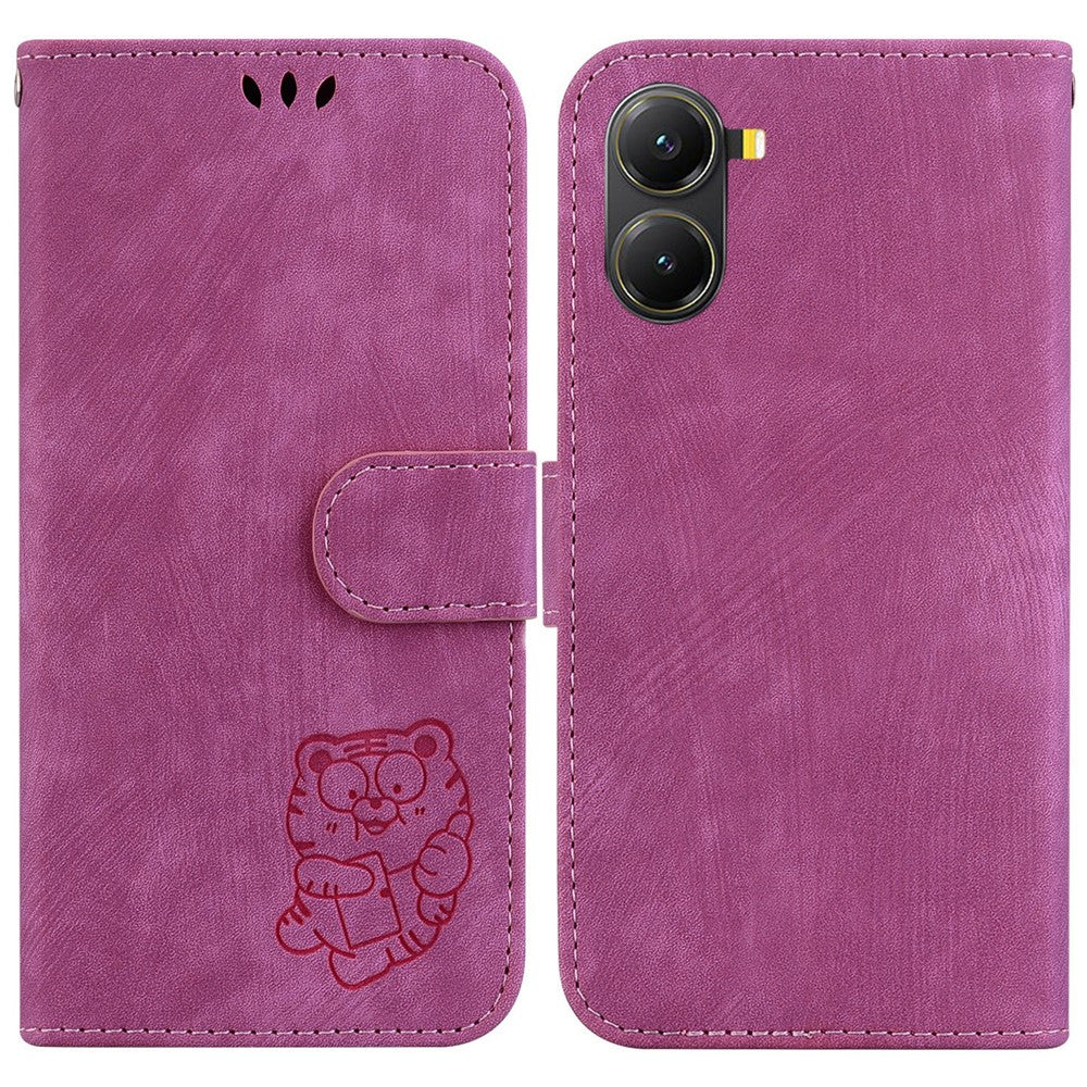 For Xiaomi Poco X7 Pro 5G  /  Redmi Turbo 4 5G Wallet Case Tiger Imprint Leather Shockproof Phone Cover
