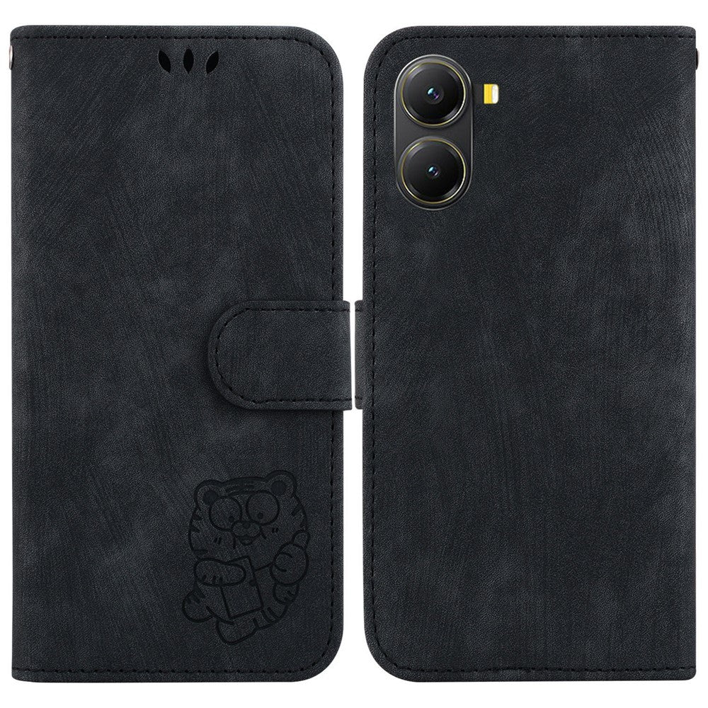 For Xiaomi Poco X7 Pro 5G  /  Redmi Turbo 4 5G Wallet Case Tiger Imprint Leather Shockproof Phone Cover