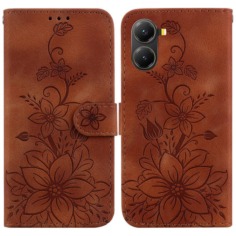 For Xiaomi Poco X7 Pro 5G  /  Redmi Turbo 4 5G Case Lily Flower Imprint Leather Phone Cover with Stand