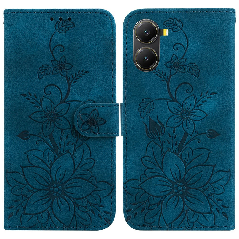 For Xiaomi Poco X7 Pro 5G  /  Redmi Turbo 4 5G Case Lily Flower Imprint Leather Phone Cover with Stand