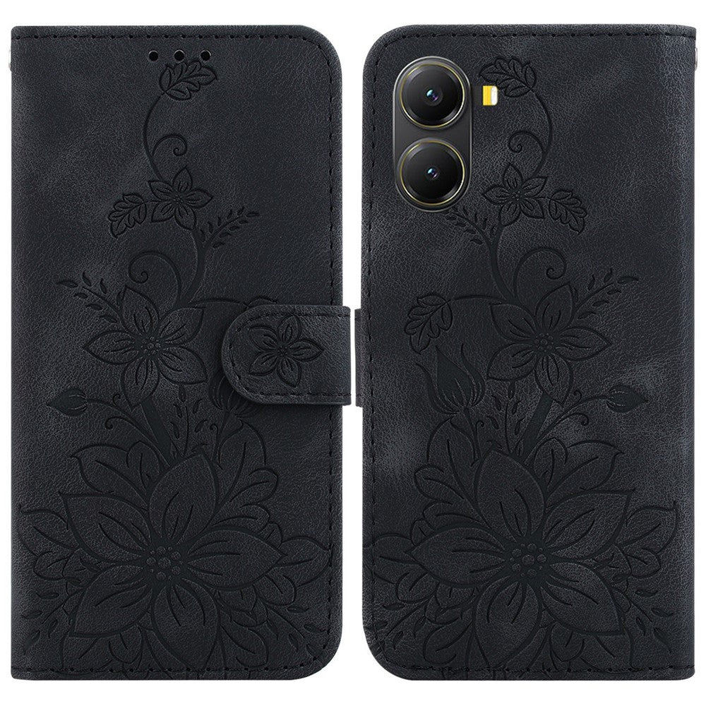 For Xiaomi Poco X7 Pro 5G  /  Redmi Turbo 4 5G Case Lily Flower Imprint Leather Phone Cover with Stand