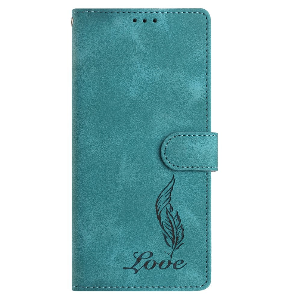 For Xiaomi Redmi A5 NFC (EU) (173.45mm) Case Imprinted Feather PU Leather Wallet Phone Cover with Wrist Strap