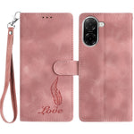 For Xiaomi Redmi A5 NFC (EU) (173.45mm) Case Imprinted Feather PU Leather Wallet Phone Cover with Wrist Strap