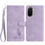 For Xiaomi Redmi A5 NFC (EU) (173.45mm) Case Imprinted Feather PU Leather Wallet Phone Cover with Wrist Strap