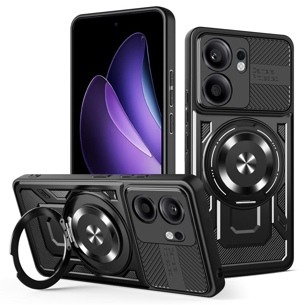 Oppo Reno13 F 5G (Reno 13 FS 5G) / 4G Magnetiskt Skal Roterande Stativ TPU + PC mobilskal