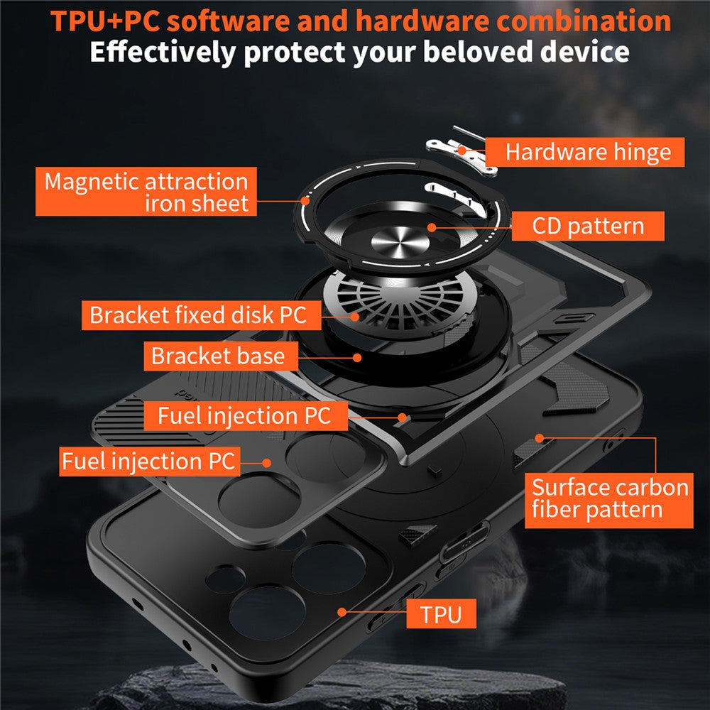 For Oppo Reno13 5G (Global) Magnetic Case Rotating Kickstand TPU + PC Phone Cover