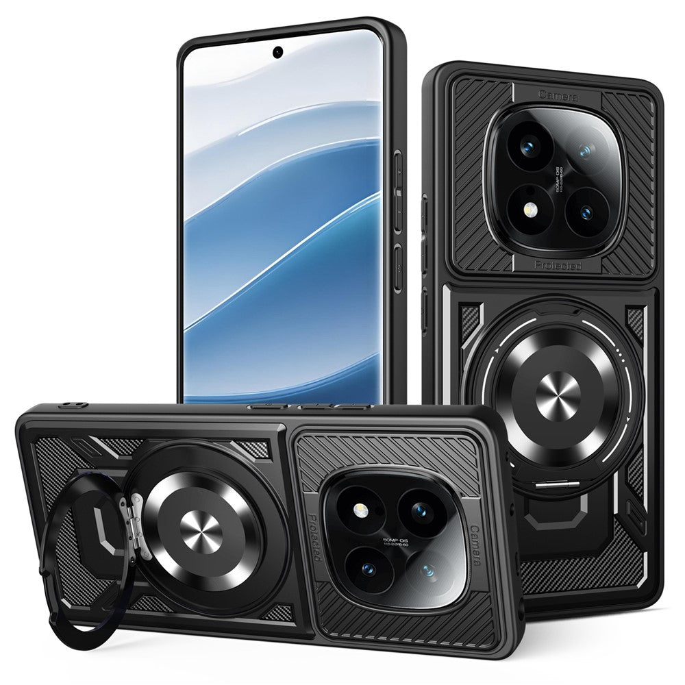 For Xiaomi Redmi Note 14 Pro 4G Magnetic Case Rotating Kickstand TPU + PC Phone Cover