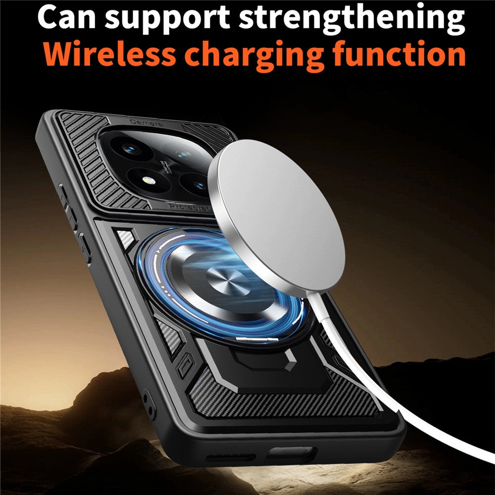 For Xiaomi Redmi Note 14 Pro 4G Magnetic Case Rotating Kickstand TPU + PC Phone Cover
