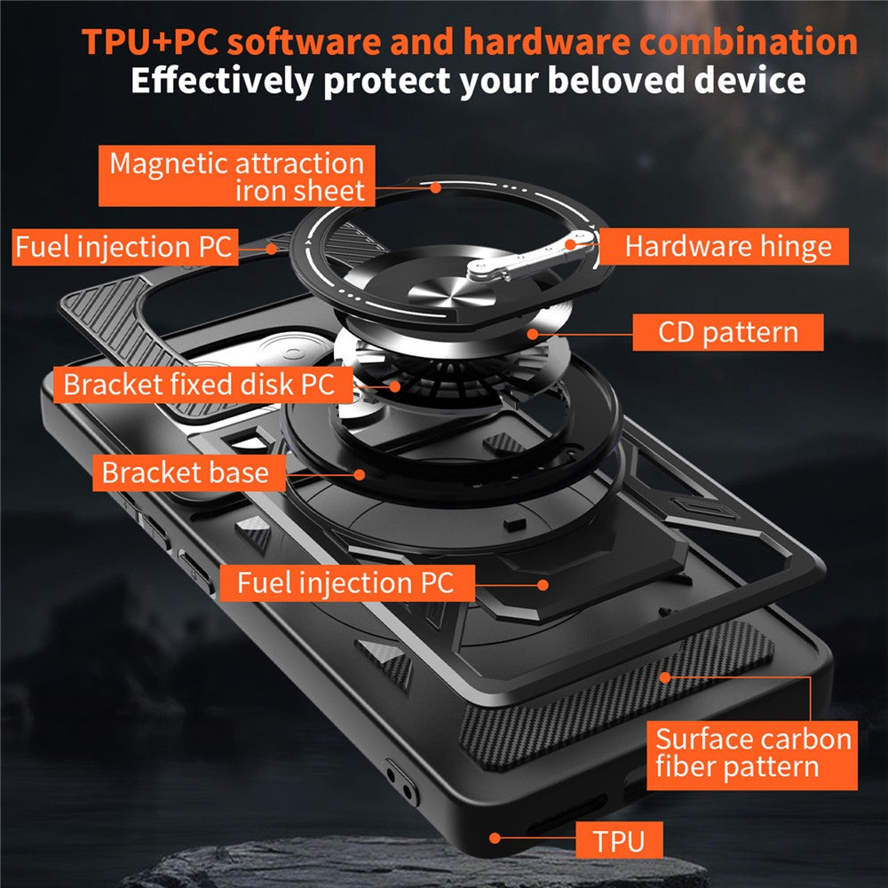 For Xiaomi Redmi Note 14 Pro 4G Magnetic Case Rotating Kickstand TPU + PC Phone Cover